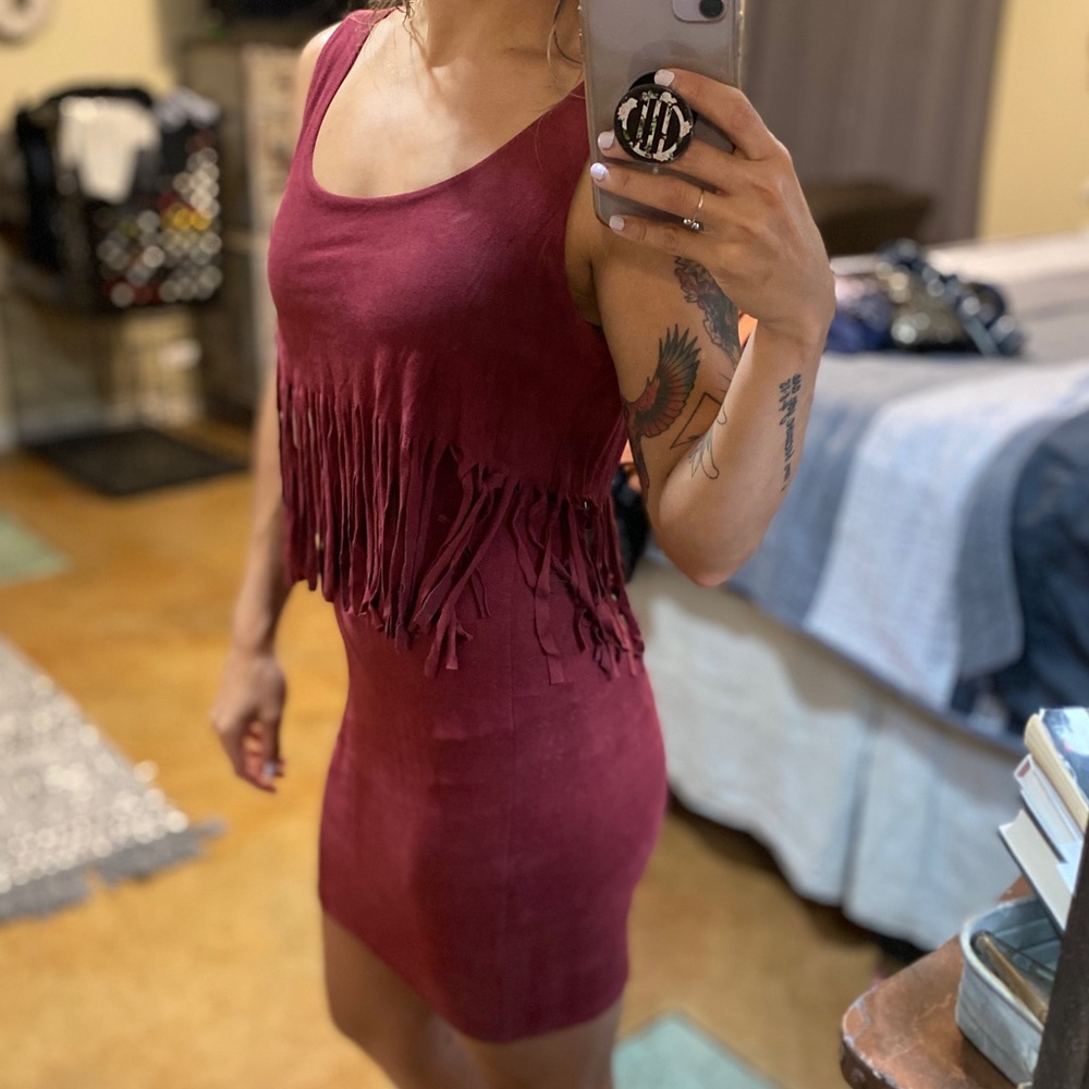 Maroon fringe dress